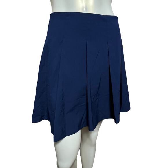 J.CREW Navy Blue Pleated Tennis Skirt with Built-In Stretch Shorts - Size L - Picture 1 of 8